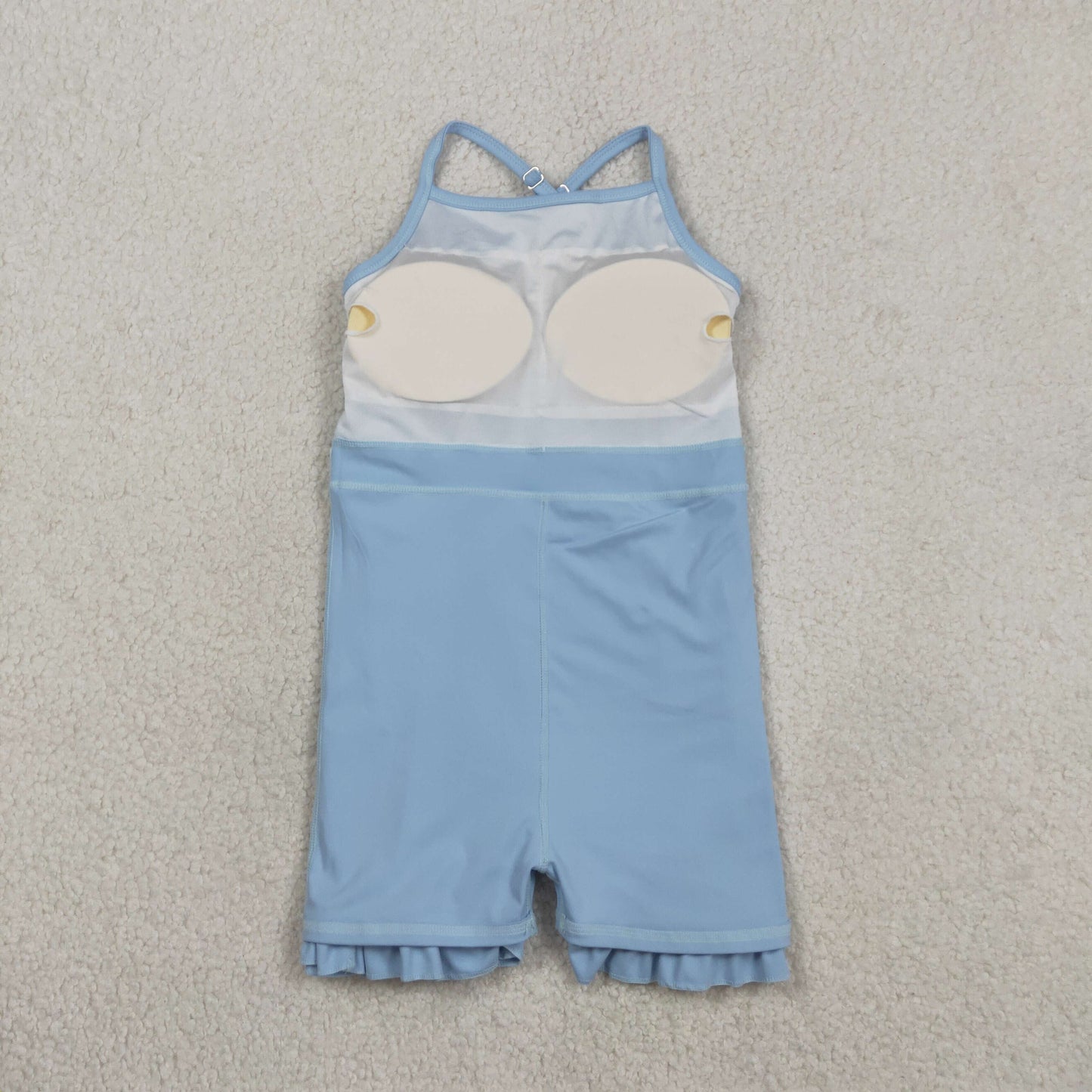 RTS NO MOQ Sibling Baby Girls Solid Color Strap Yoga Active Shorts Ruffle Knee-Length Dresses