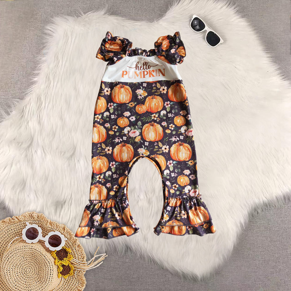 RTS NO MOQ Sibling Baby girls clothes pumpkin short-sleeved trousers suit & romper