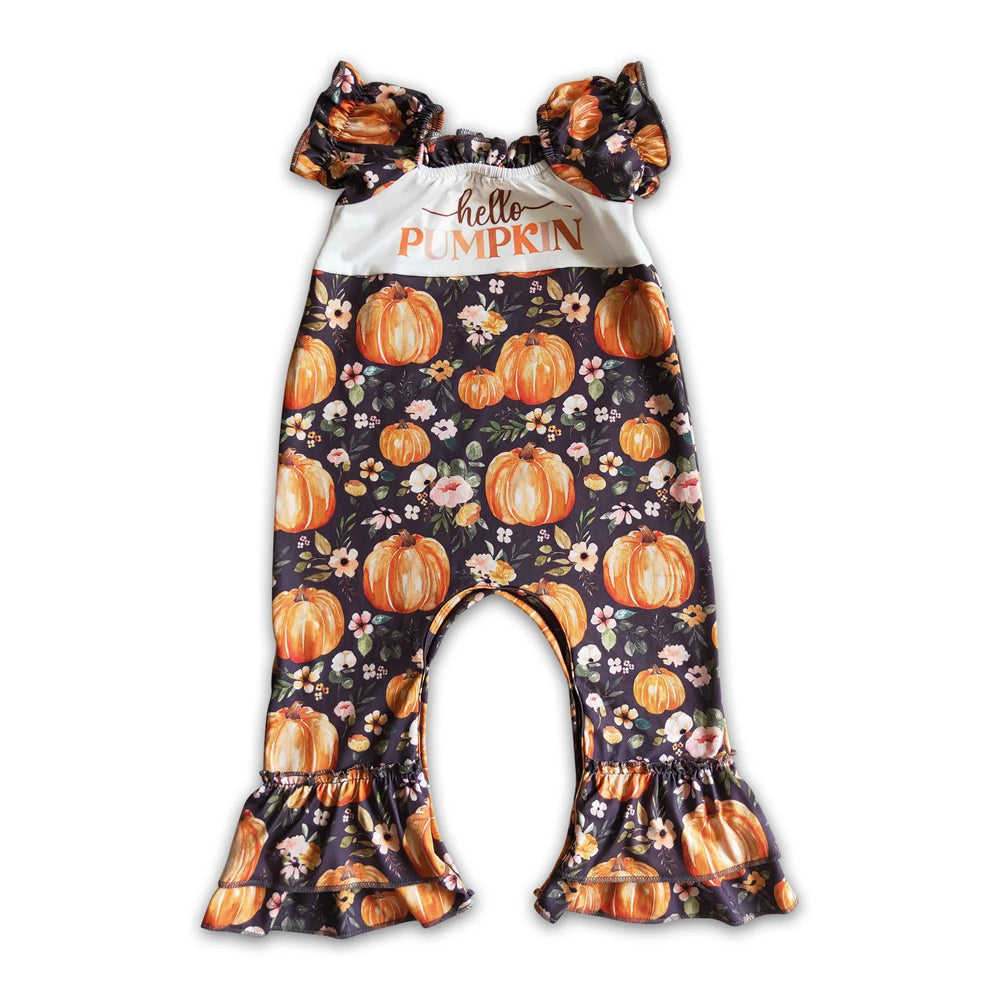 RTS NO MOQ Sibling milk silk Baby Girls Halloween floral Cute rompers