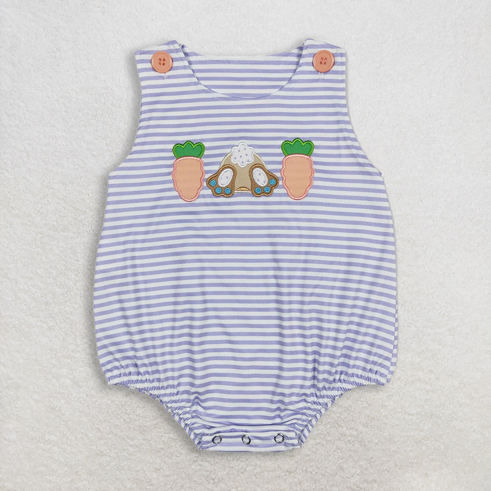 RTS NO MOQ Sibling Baby Boys Girls Easter Embroidery Rabbit Stripe Top And Shorts Set Rompers