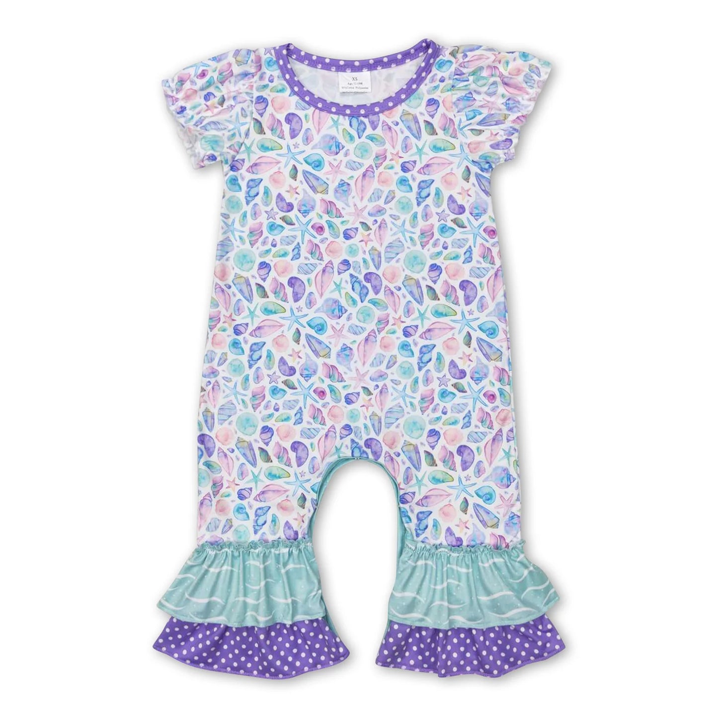 RTS NO MOQ Sibling milk silk Baby Girl Summer Seashell Sleeveless Top Shorts Set Rompers
