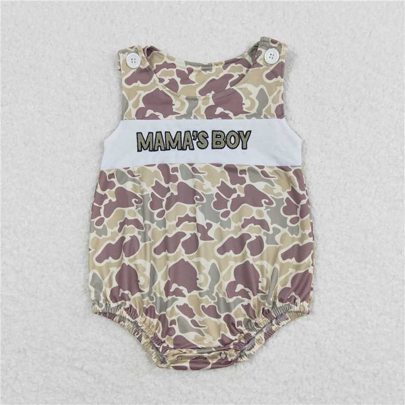 RTS NO MOQ(In Stock) Embroidered Camouflage MAMA boy duck vest romper