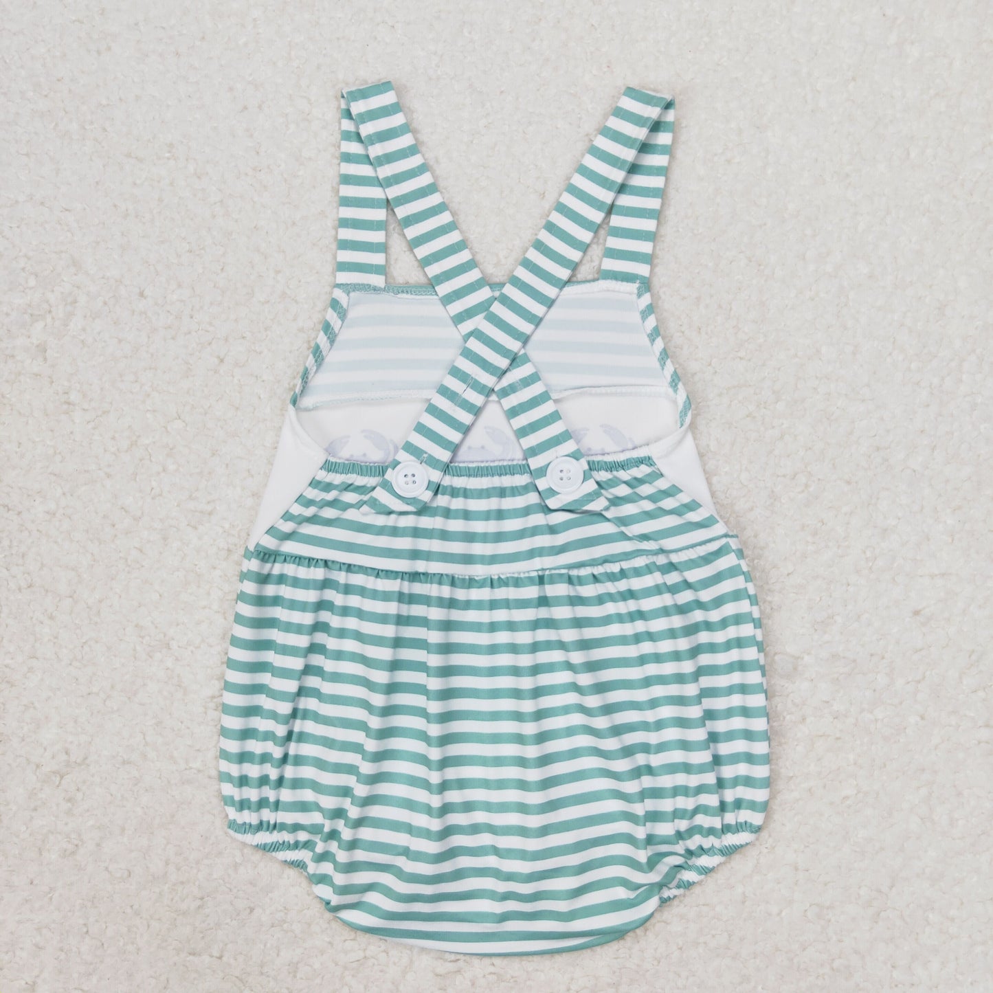 RTS NO MOQ(In Stock) Blue crab green striped vest onesie
