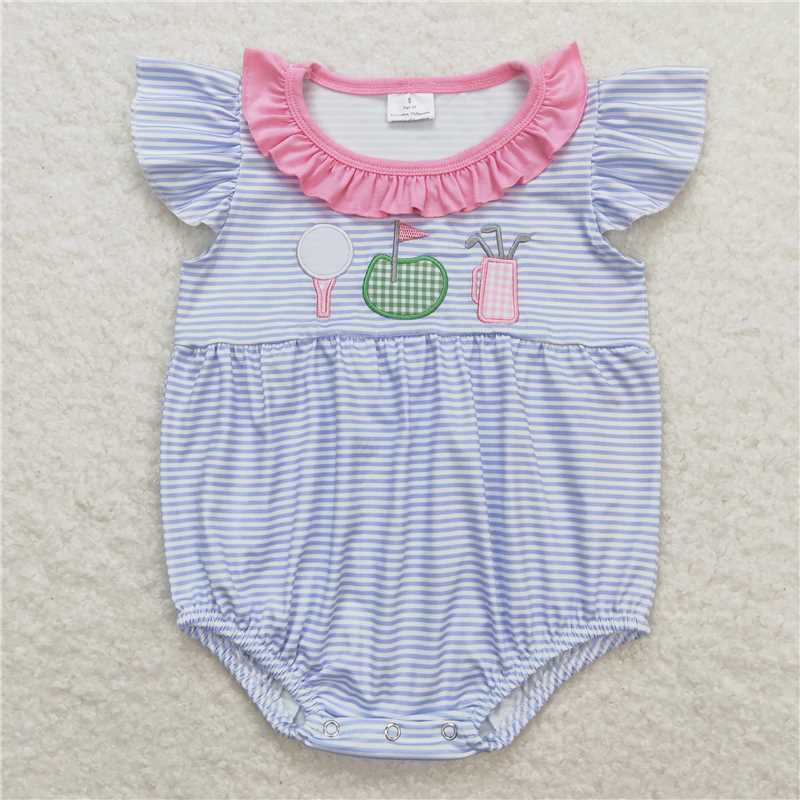 RTS Boys and girls embroidery baseball Short Sleeve Shorts sets romper