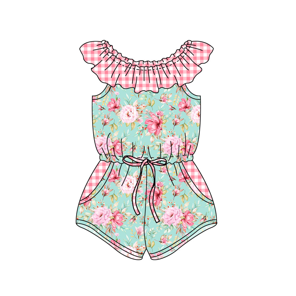 SR1302 Girls Summer flower jumpsuit