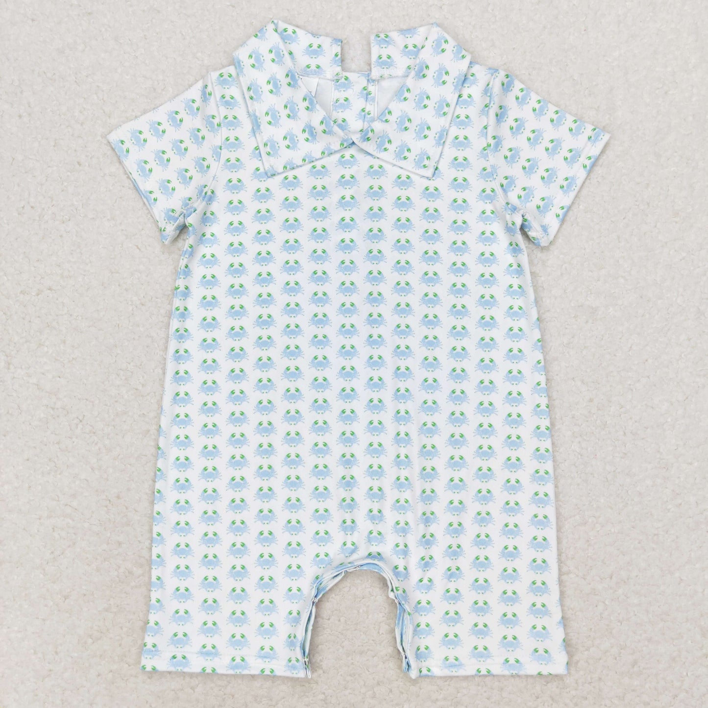 RTS NO MOQ(In Stock) Crab white short-sleeved jumpsuit