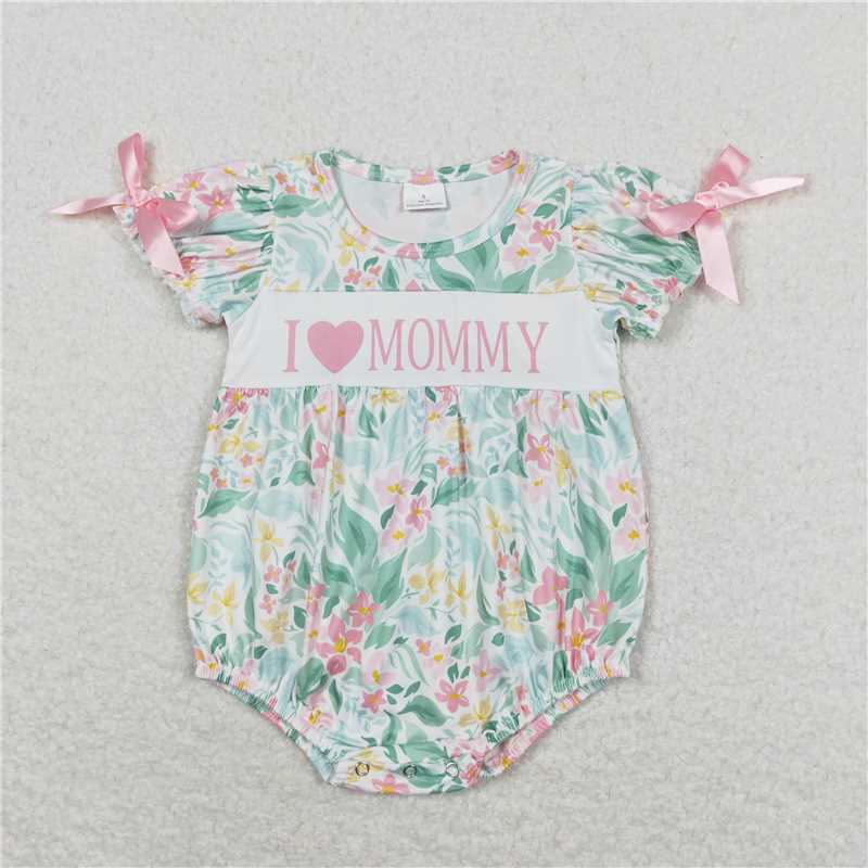 Rts no moq GSD1092 SR1471 I love mommy I love mommy short-sleeved dress with letters, flowers and leaves