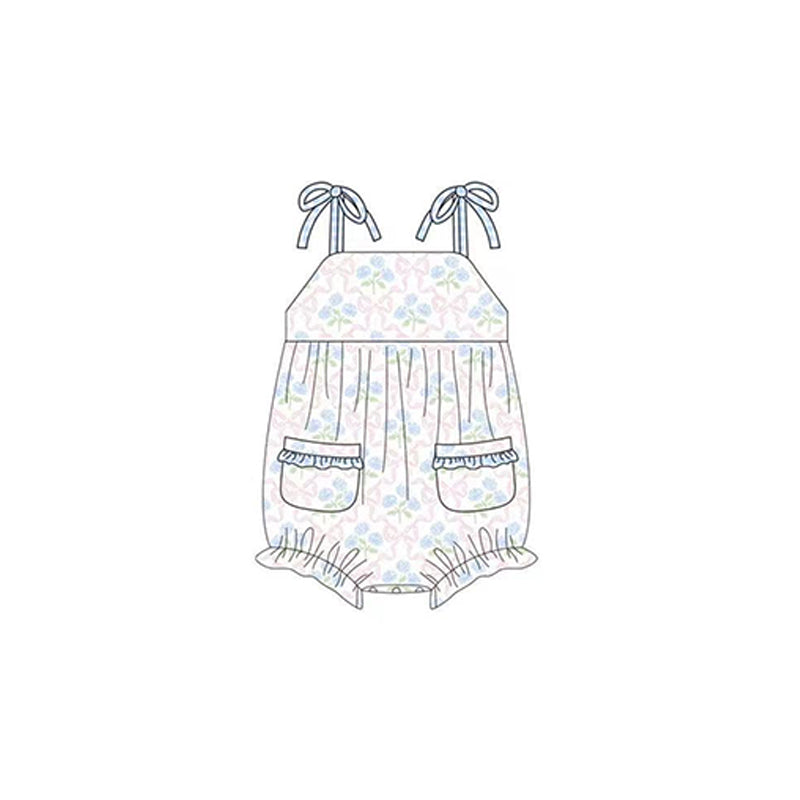 SR1482 pre-order baby girl clothes blue gingham toddler girl summer romper