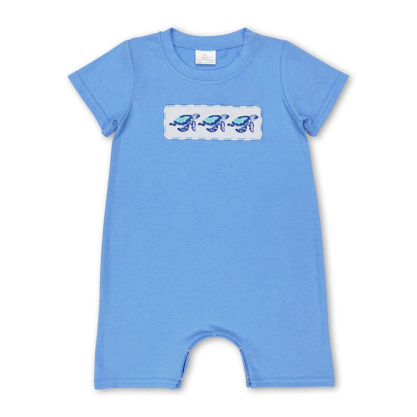 RTS NO MOQ Sibling milk silk Baby Boys And Girls Blue Turtles Tee Shirts Tops Shorts Clothes Sets Dress Rompers