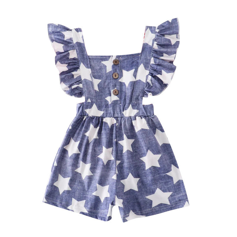 SR1718 pre-order baby girl clothes 4th of July patriotic girl summer jumpsuit