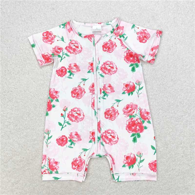 RTS Boys and girls floral Short Sleeve Shorts romper