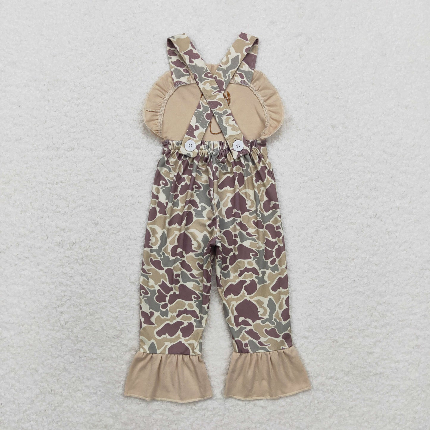 RTS NO MOQ(In Stock) SR1914 Embroidered deer head lace camouflage sleeveless suspender jumpsuit