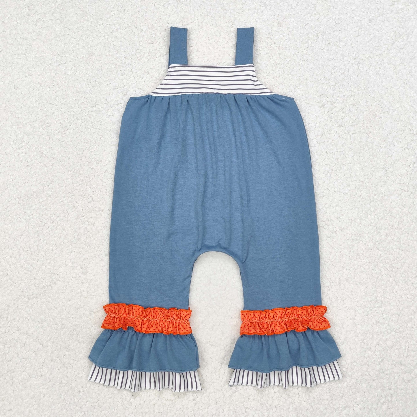 RTS NO MOQ(In Stock) SR1952 Embroidered turkey haze blue sleeveless jumpsuit