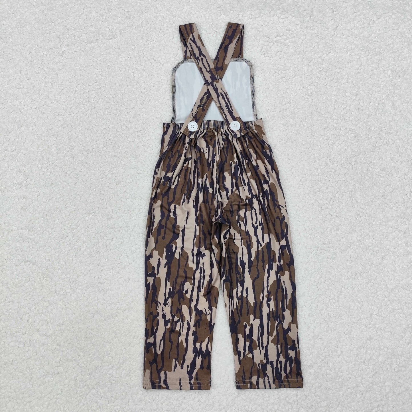 RTS NO MOQ Sibling Baby Boys and Girls Brown Camouflage OverallsJumpsuits