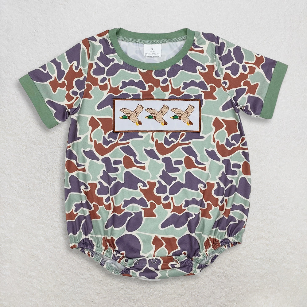 RTS NO MOQ Sibling baby Boys clothes camouflage short sleeve rompers