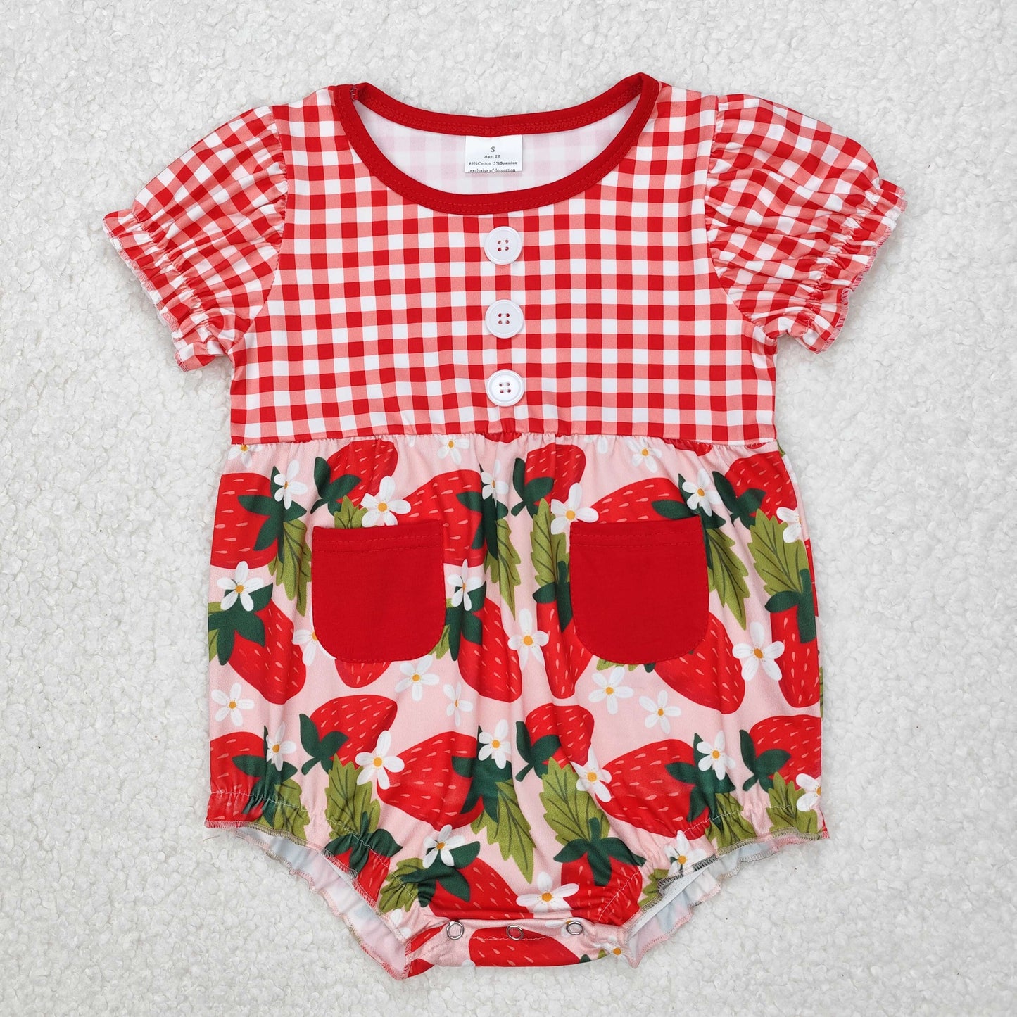 RTS NO MOQ Girls clothes strawberry short sleeve Clothes Sets dress romper