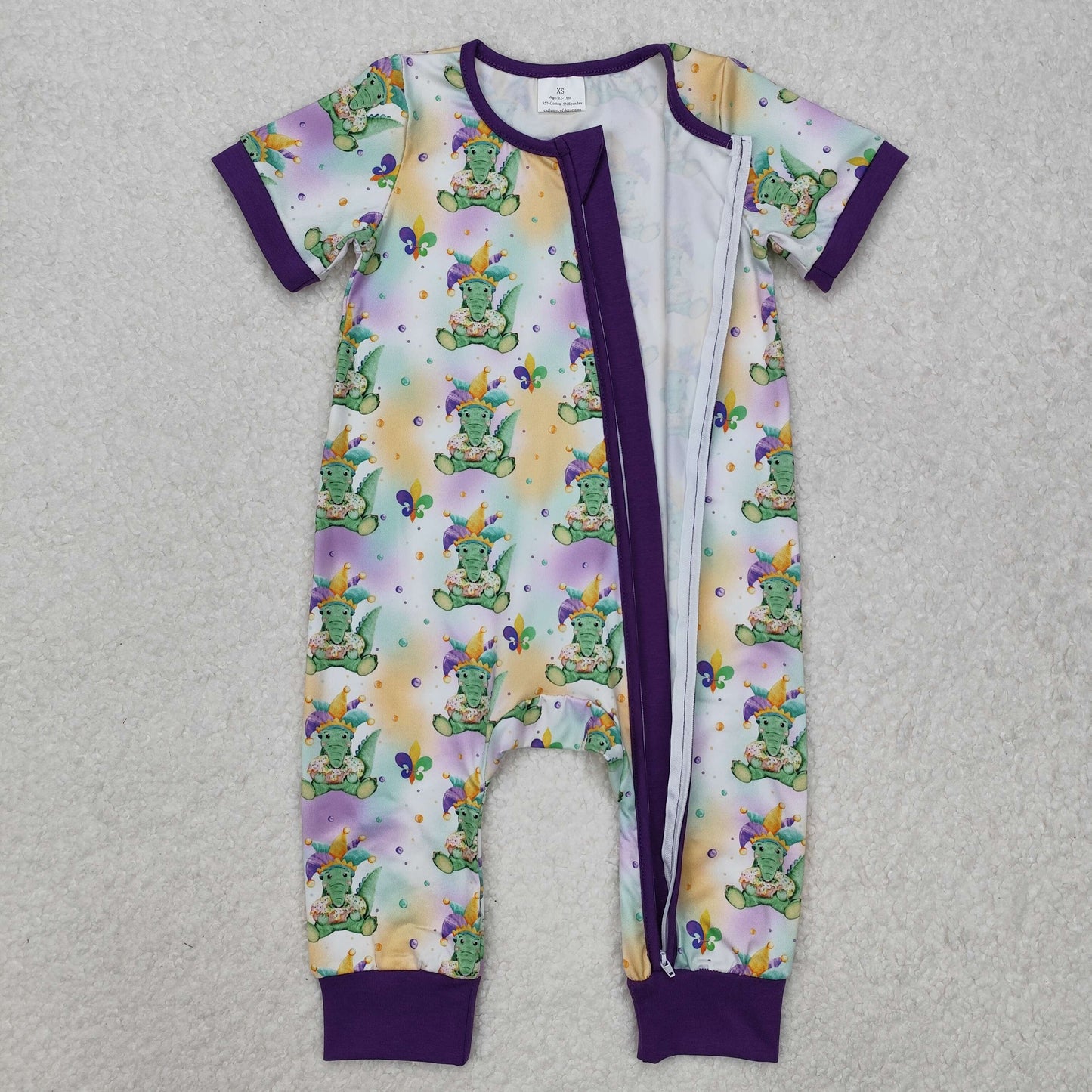 RTS NO MOQ Sibling baby Girls Boys clothes Mardi gras short sleeve rompers
