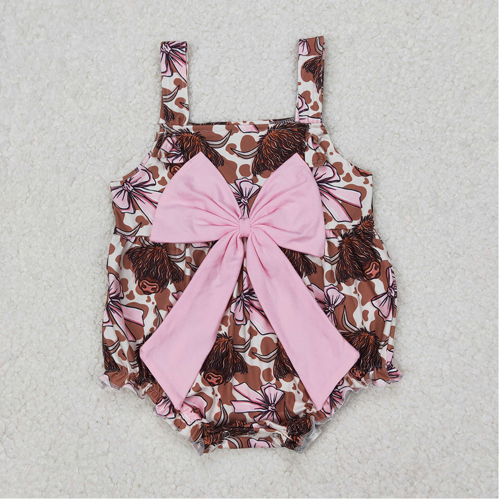 RTS NO MOQ baby girl clothes bow flying-sleeved romper dress