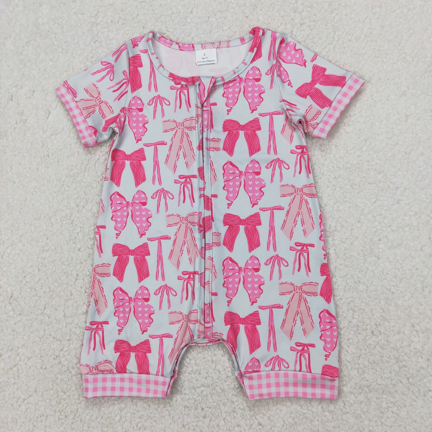 RTS NO MOQ baby girls clothes bow short sleeve Rompers Clothes Sets