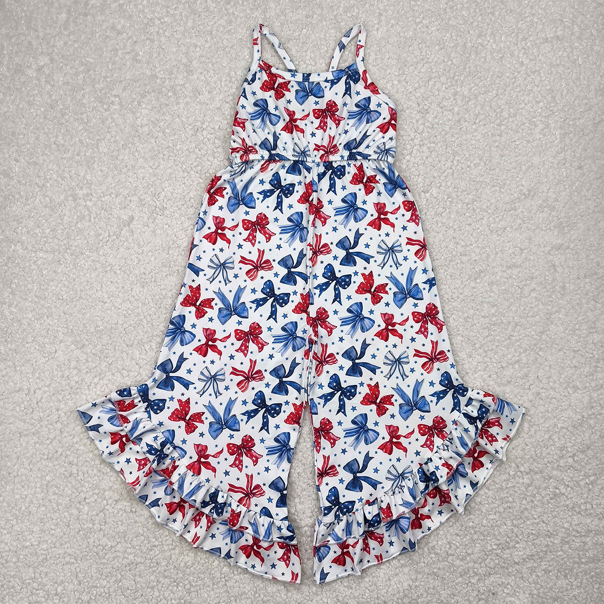 RTS NO MOQ Sibling Baby Girls Cute Bow Strap Jumpsuits Comfortable Pants Outfit for Little Girls Fashionable Infant Clothing