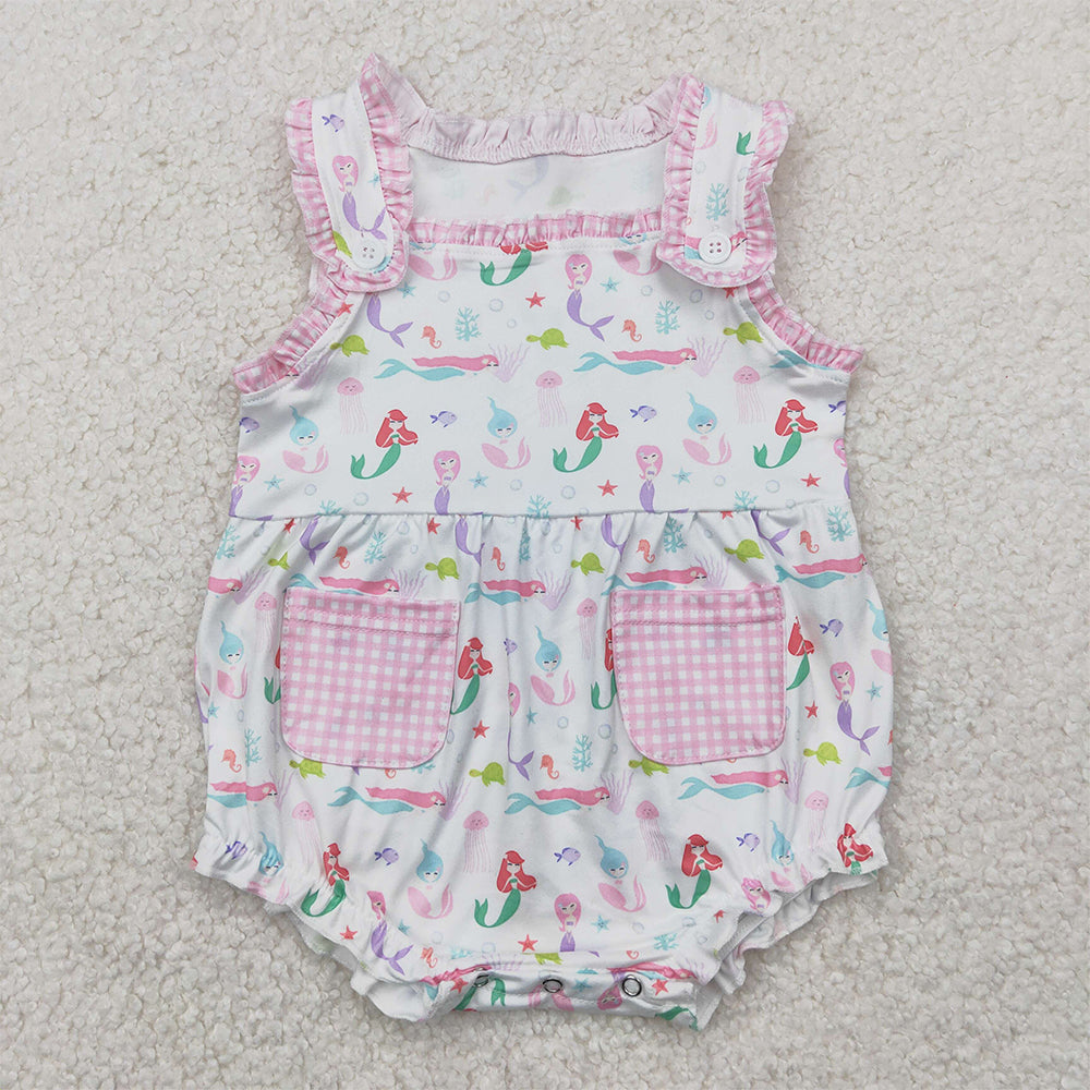 RTS NO MOQ Sibling Baby Girls White Sleeveless Knee-Length Dress Rompers Cute Outfit
