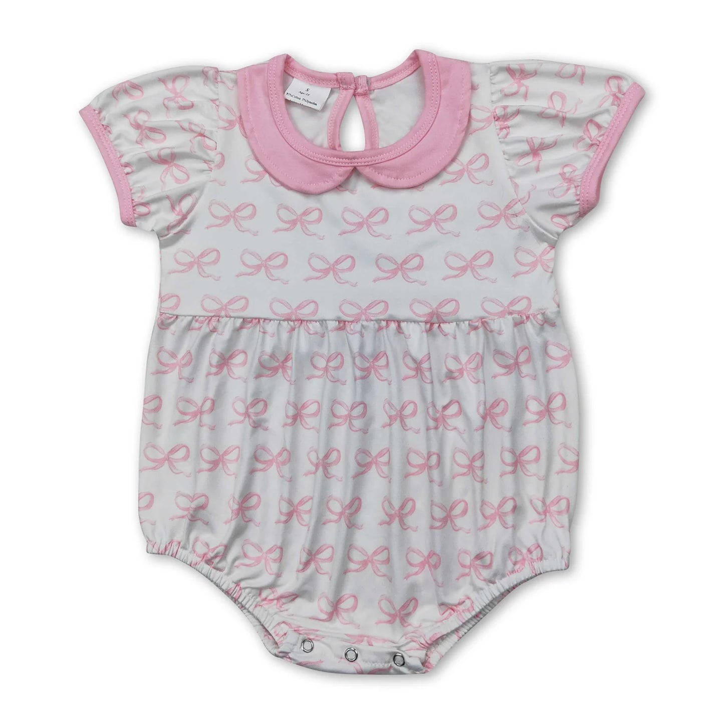 RTS NO MOQ Sibling milk silk Baby Girls Pink Bow Print Pajamas Clothes Sets Tunic Bummies Clothes Sets Tops Jackets Cardigans Rompers