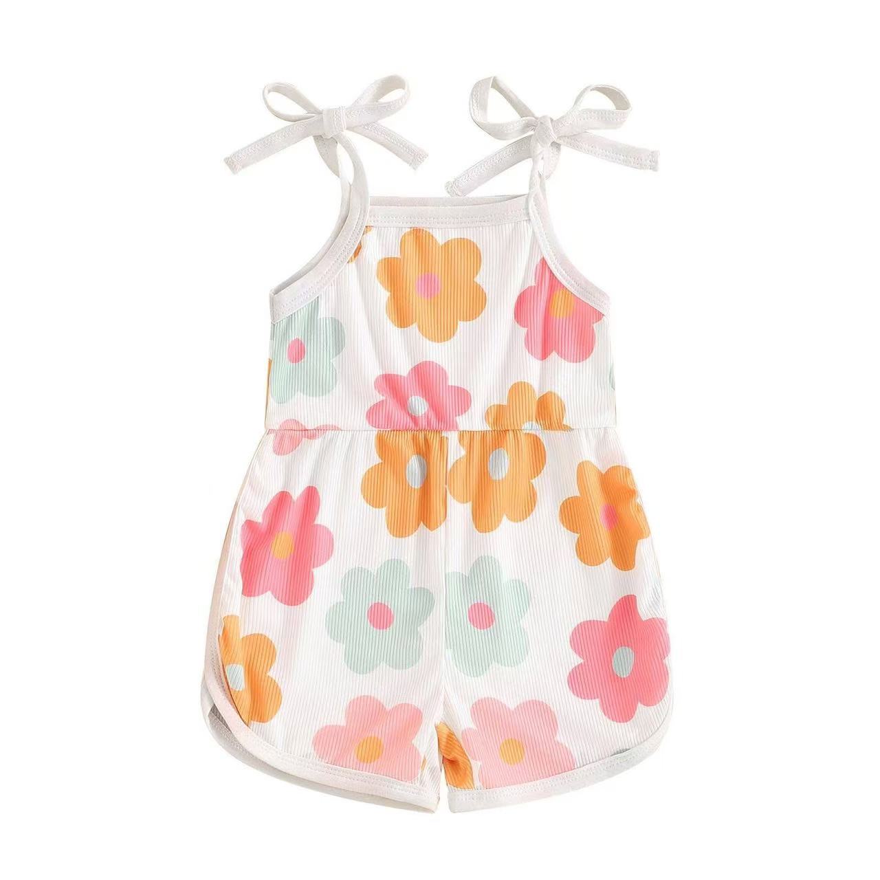 no moq SR3102 PRE-ORDER baby girls clothes floral suspender jumpsuit-2025.5.2