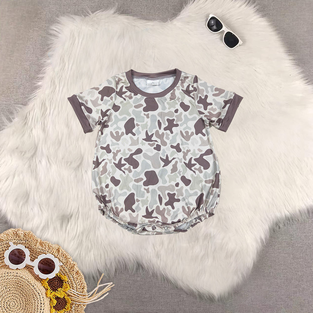 RTS Sibling baby boy clothes duck camouflage short Sleeve top and rompers