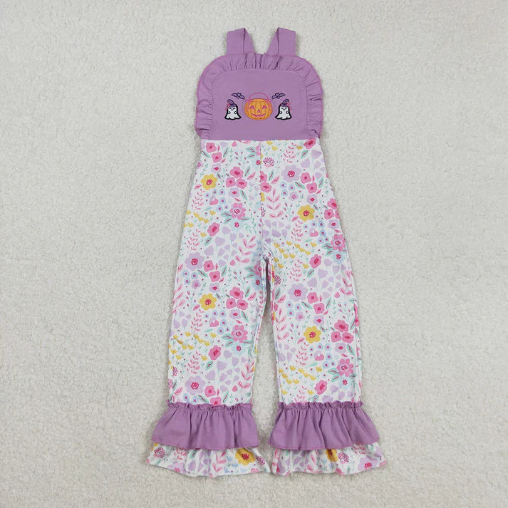 RTS Sibling baby girl clothes Halloween embroidery suspender jumpsuits