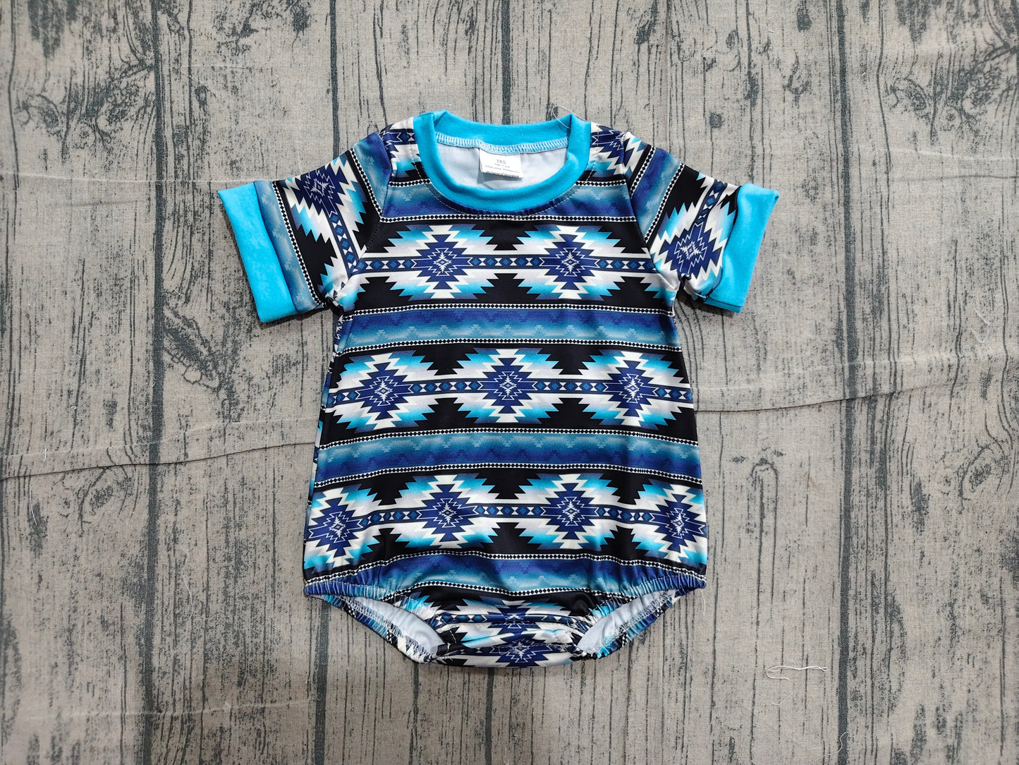 (Sample) No moq SR3709 Toddler Boys Aztec Western Short Sleeve Romper