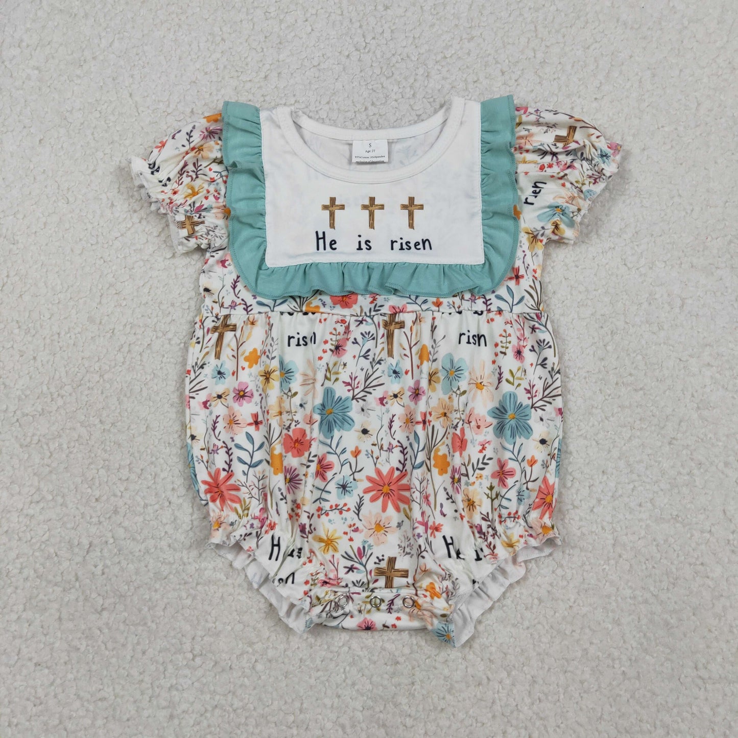 RTS NO MOQ sibling baby girls clothes easter floral short sleeve dress and rompers