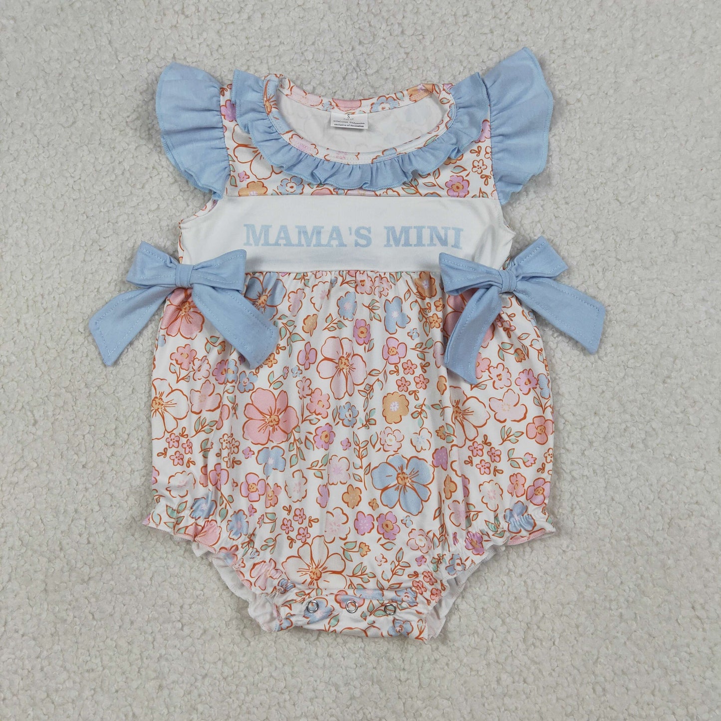 RTS NO MOQ Sibling Baby Girls Colorful Flowers Flutter Sleeves Knee Length Dresses Ruffle Rompers