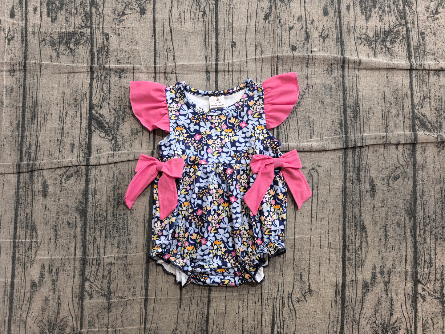 (Sample) No moq SR4126 Baby Girls Cute Colorful Flower Print Flutter Sleeve Ruffle Rompers