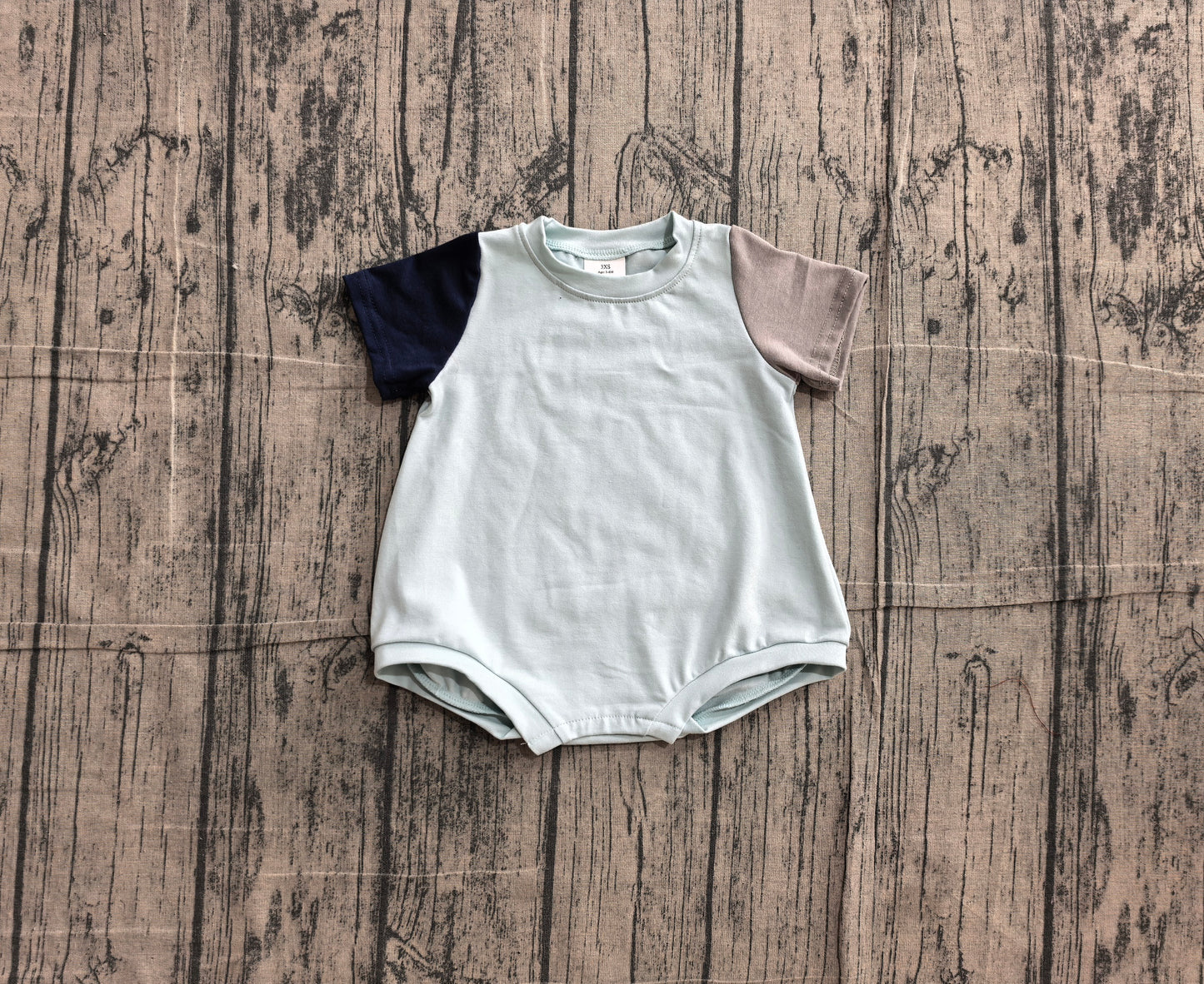 (Sample) No moq SR4158 Baby Boys Blue Patchwork Short Sleeve One Piece Romper