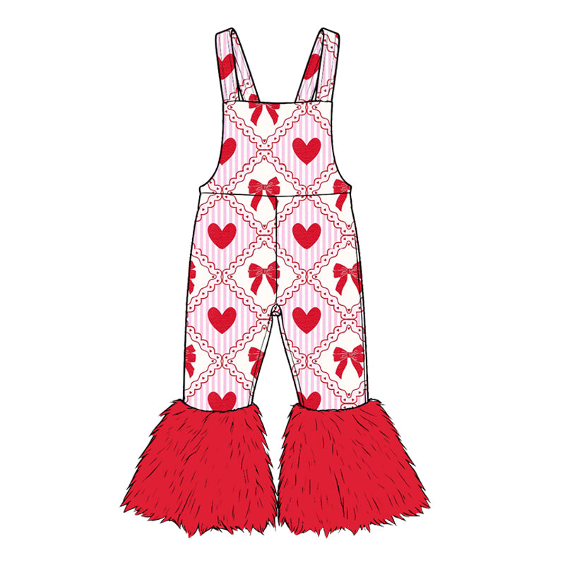 (Preorder new) No moq Baby Girls Christmas Bow Print Sleeveless Overalls Holiday Jumpsuit