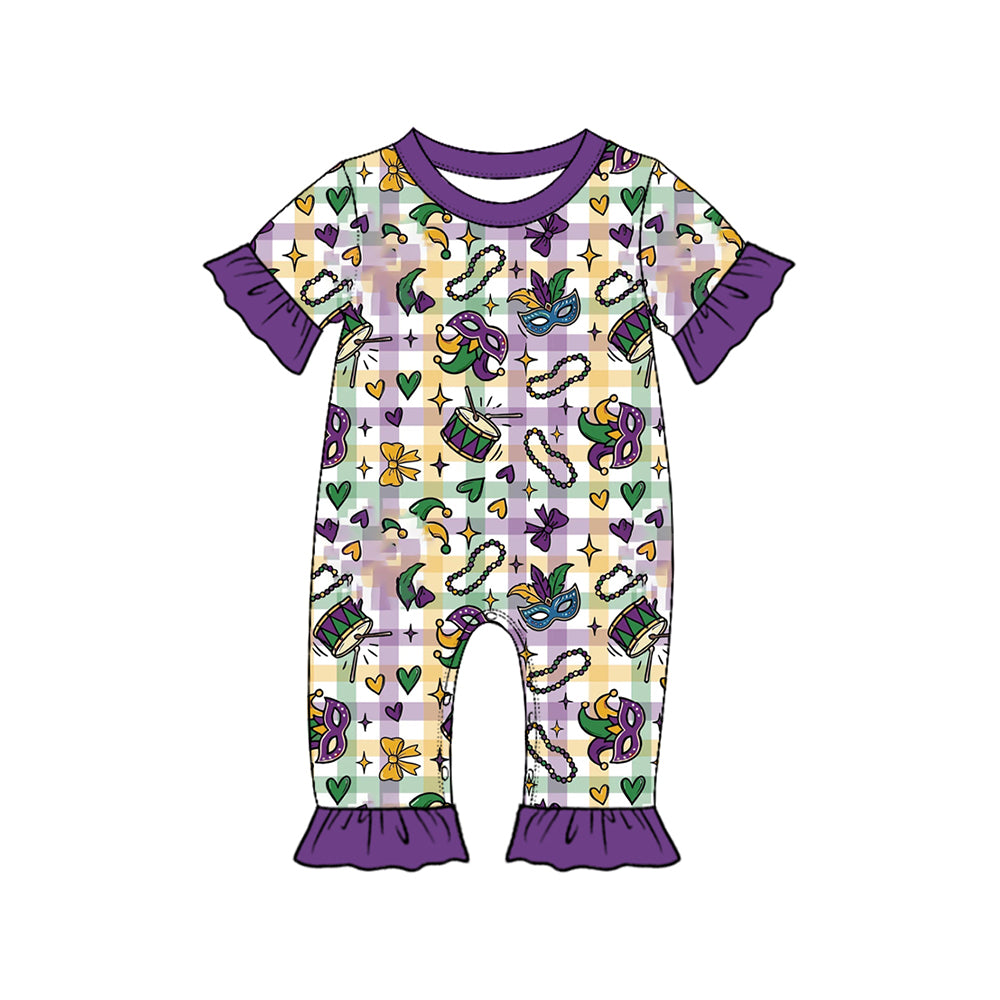 (Preorder new) No moq Baby Girls Short Sleeve Ruffle Short Sleeve Romper And Girls Ruffle Top Pants Pajamas Set
