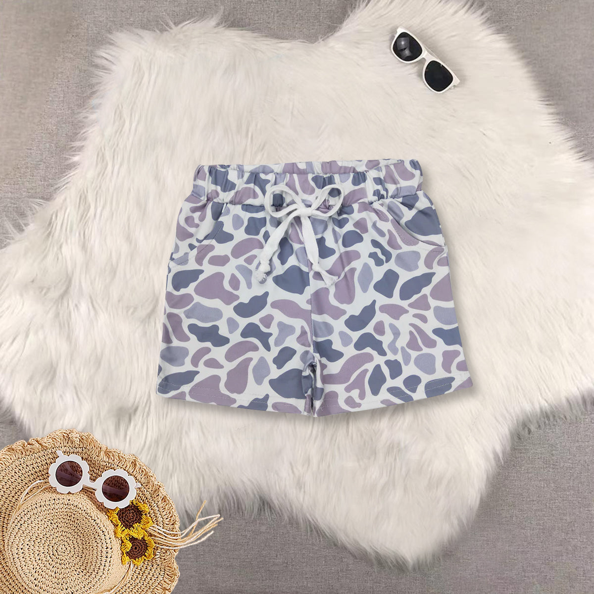 RTS NO MOQ Sibling baby girl clothes camouflage hooded long sleeved sets and tops and shorts