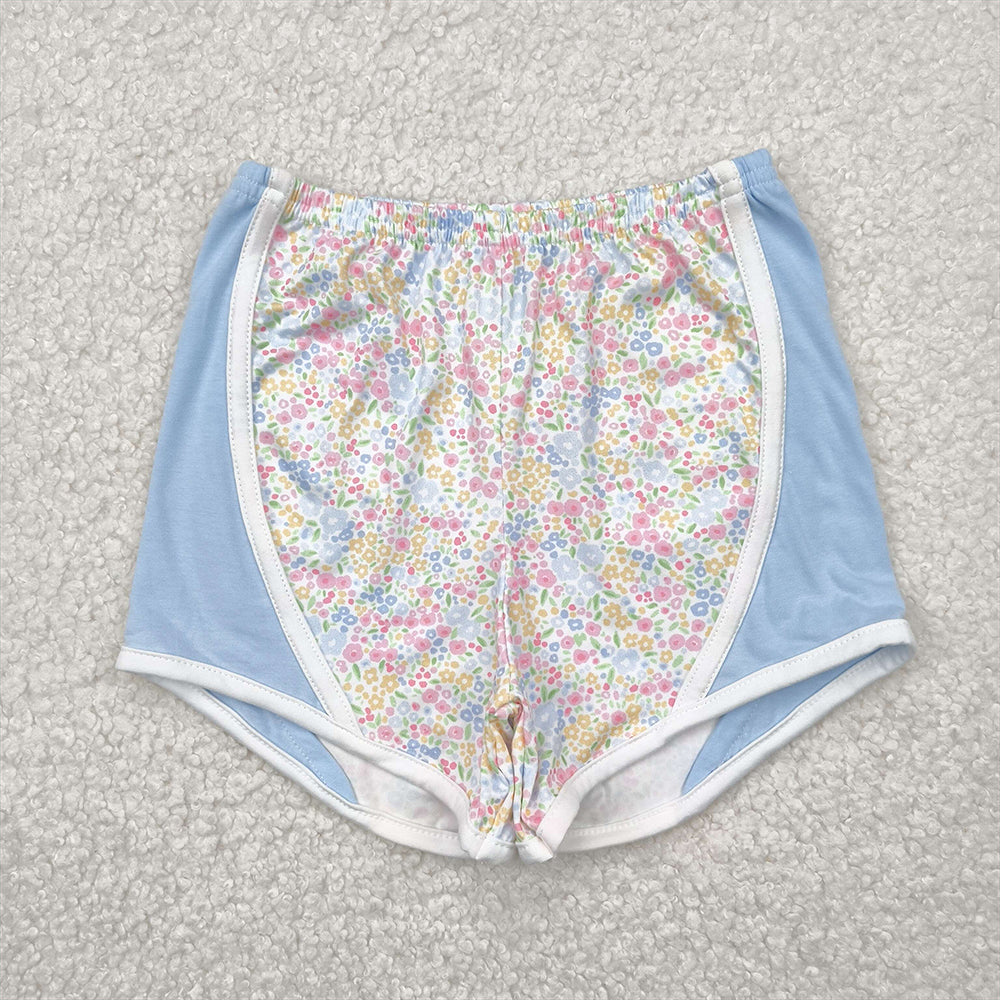 RTS NO MOQ Sibling milk silk Baby Girls Floral Shorts Bottoms Cute Toddler Girl Summer Clothing Floral Print Elastic Waist Pants