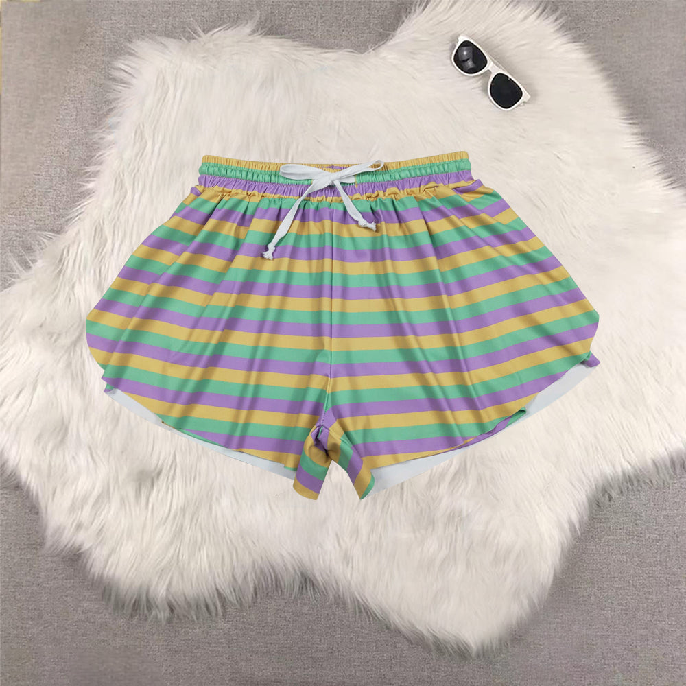 RTS NO MOQ Sibling adult clothes mardi gras yoga summer shorts
