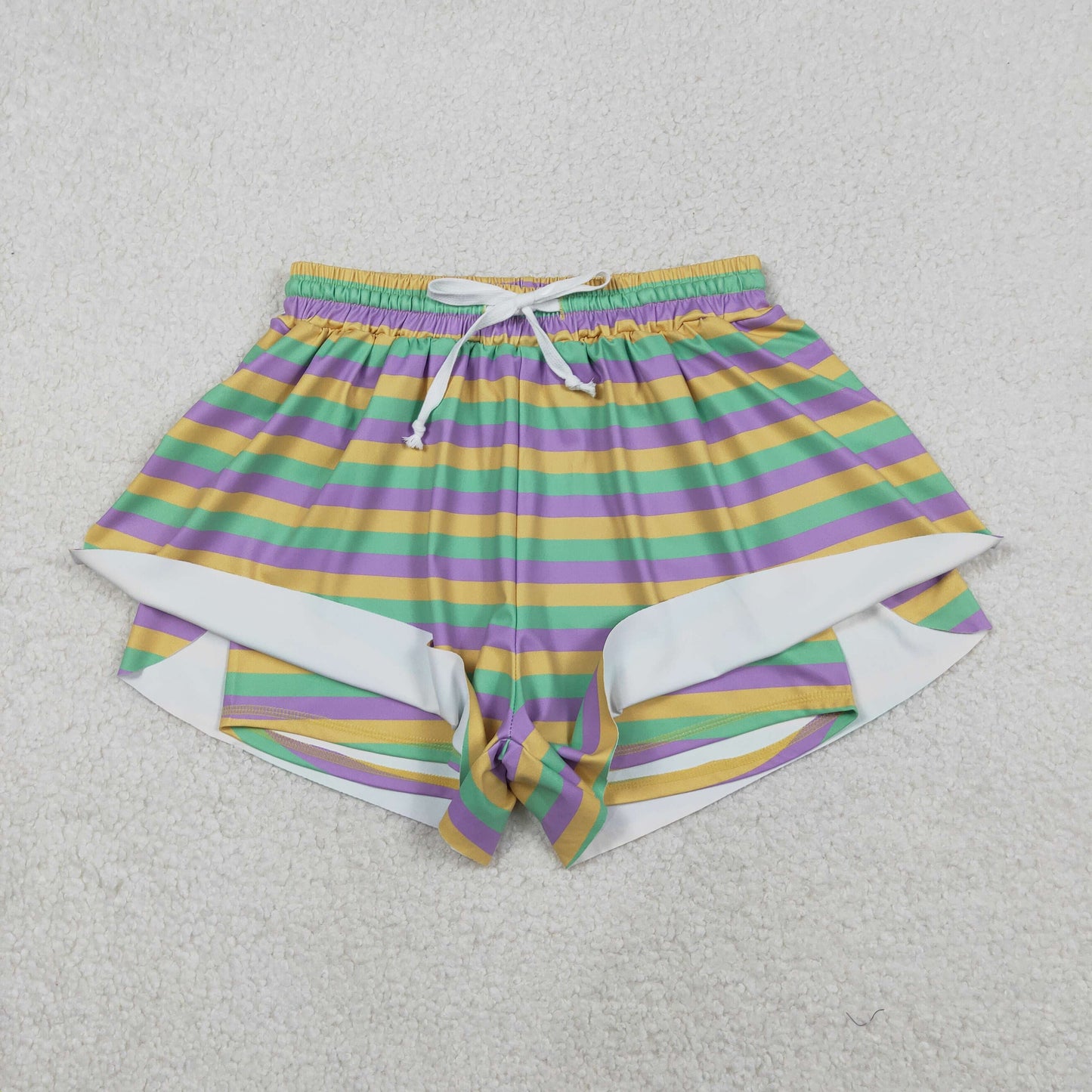 RTS NO MOQ Sibling baby girl clothes and Adult clothes mardi gras yoga kids shorts and adult shorts