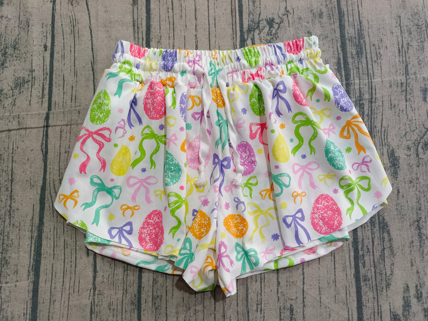 (Sample) No moq SS0822 Yoga Baby Girls Colorful Bows Easter Active Ruffle Shorts Bottom for Spring Summer