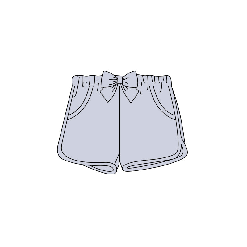 (Pre Order) No moq cotton SS0936 Baby Girls Solid Elastic Waist Shorts With Bows Pockets