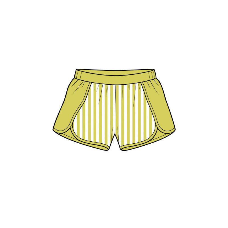 (Pre Order) No moq Baby Girls Stripe Half Zip Pullover Top Elastic Waist Shorts Two Piece Yoga Active Clothes Sets