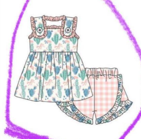 Cactus Girls Short Sleeve Shorts Set