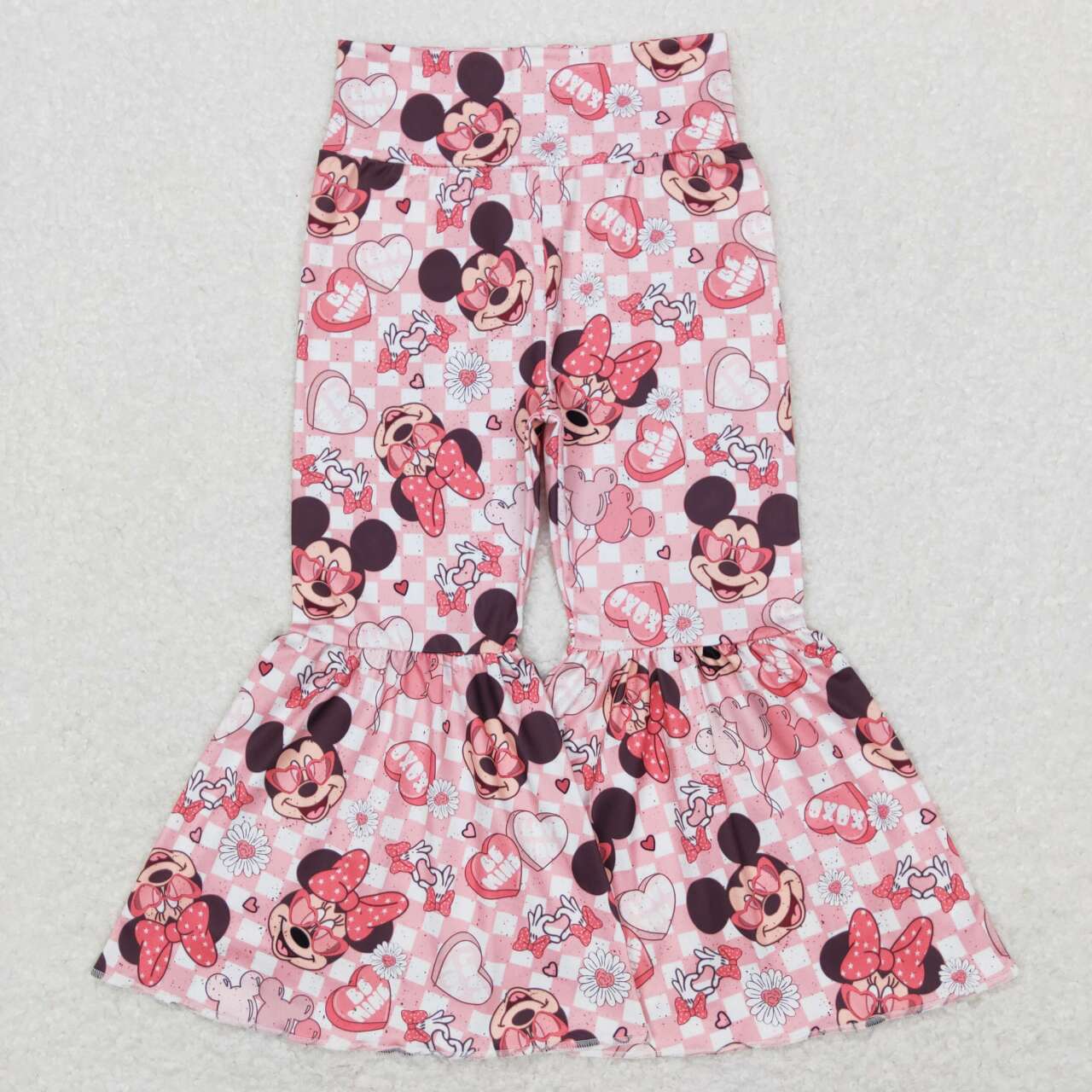 Cute Clothes P0366 Baby Girls Valentines Hearts Pink Bell Bottom Pants