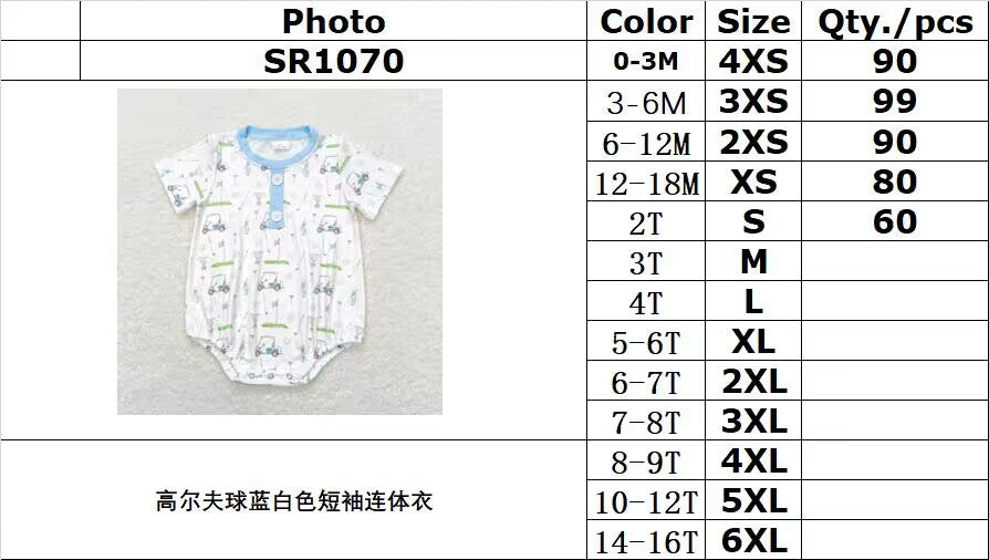 RTS SR1070Golf Blue and White Short Sleeve Bodysuit