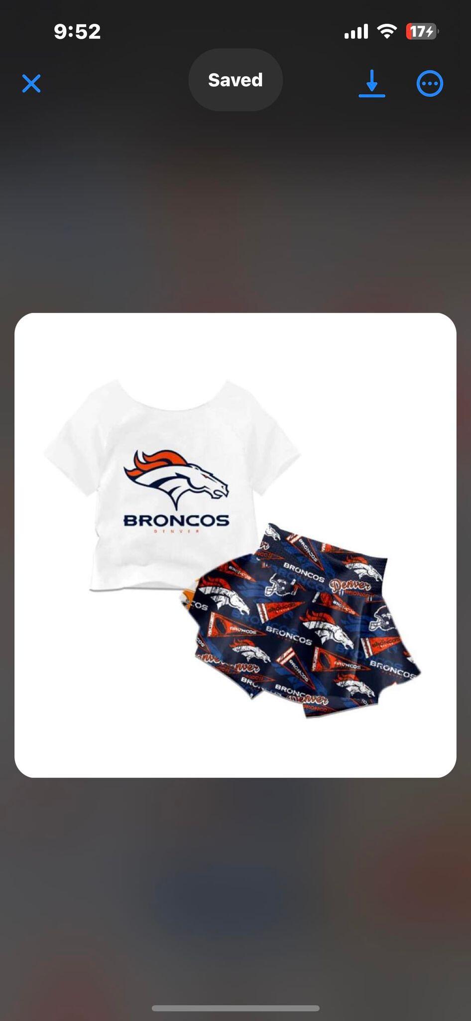 Girls short sleeve short pants BRONCOS print