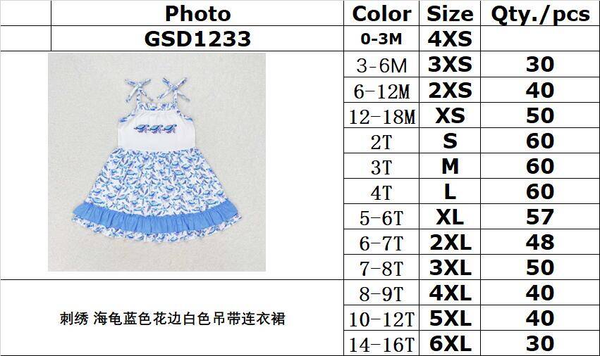 RTS NO MOQ GSSO1241 GSD1233 BSSO0916 Embroidered turtle blue lace white suspender shorts set match clothing