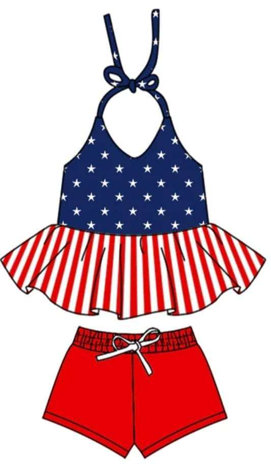 Five-pointed star short-sleeved shorts suit