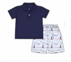 Summer Boys Short Sleeve Shorts Sailing Suit